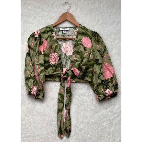Agua Bendita x Target Peony Print Tie Wrap Top, Size XS - Picture 8 of 11